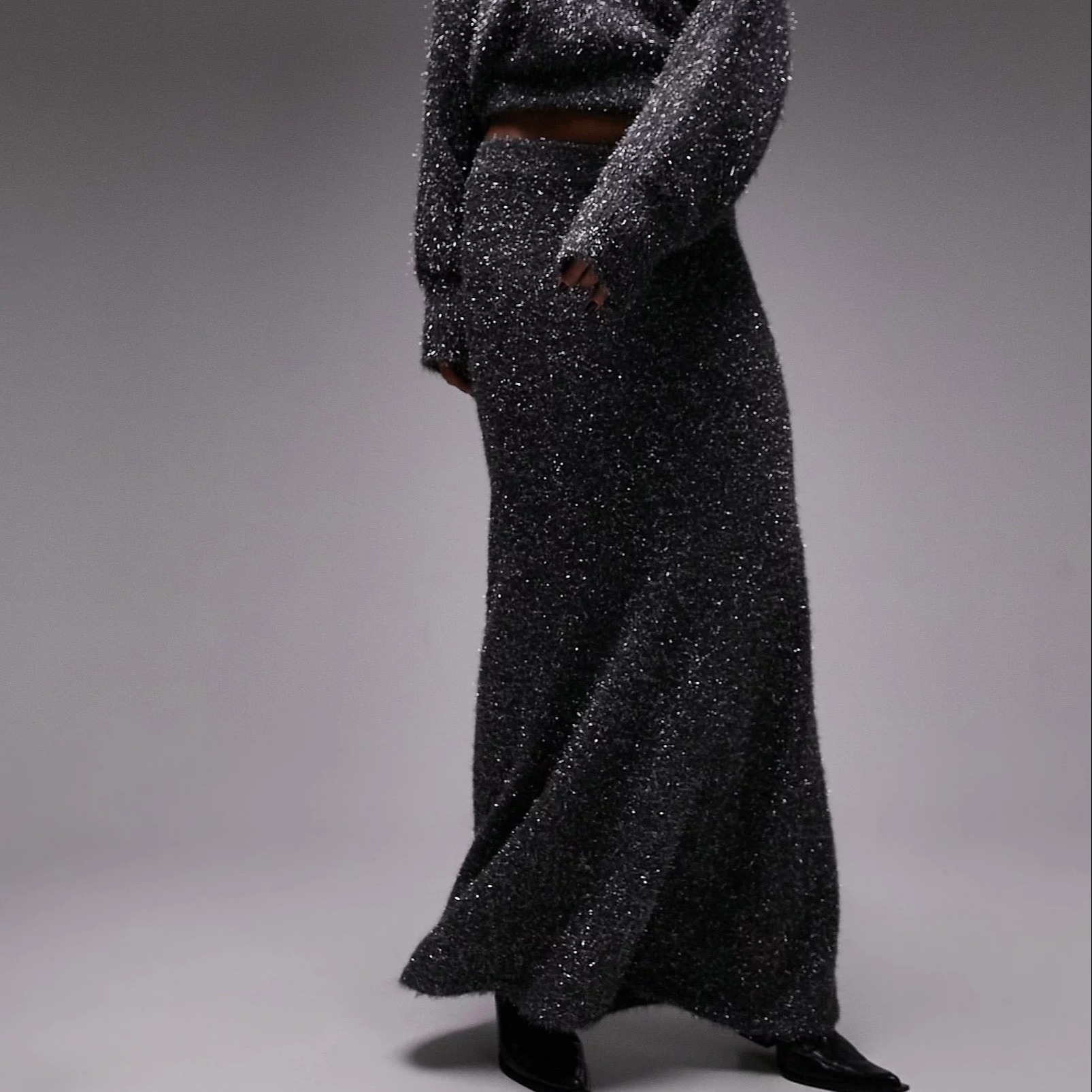 Юбка Topshop Knitted Tinsel, темно-серый юбка макси на декоративном поясе резинке
