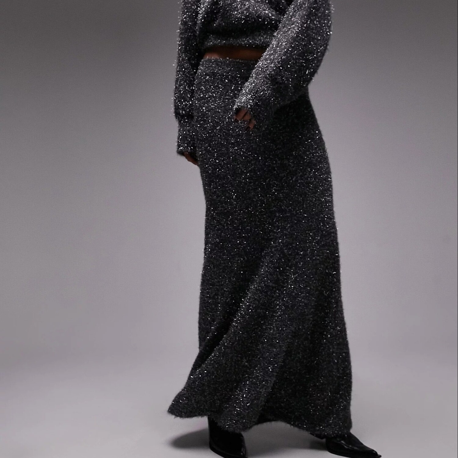 

Юбка Topshop Knitted Tinsel, темно-серый