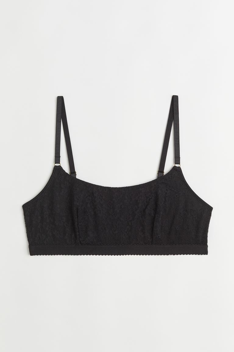 

H&M+ Мягкий кружевной бюстгальтер, черный