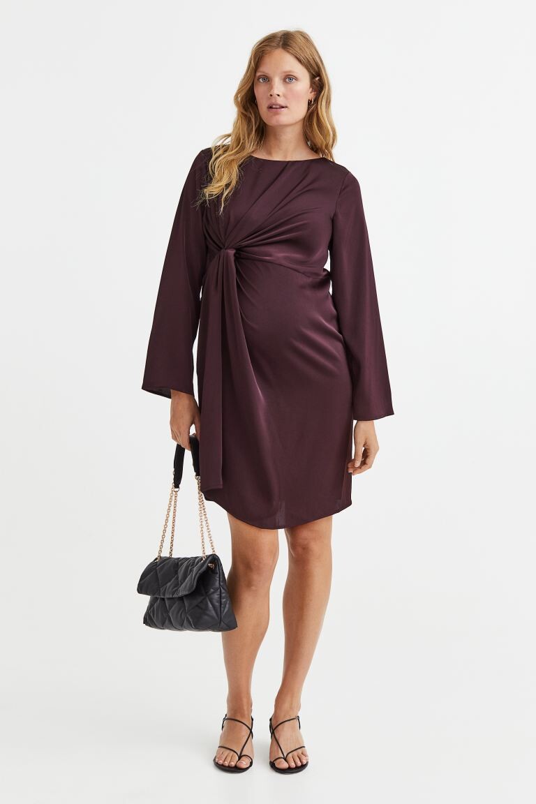 

MAMA Атласное платье с драпировкой H&M, бургундия