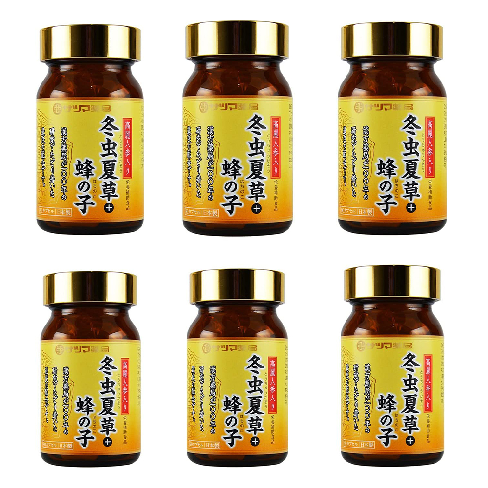 Набор пищевых добавок Satsuma Pharmacy Cordyceps + Hachinoko Chrysalis ginseng, 6 предметов, 90х6 капсул
