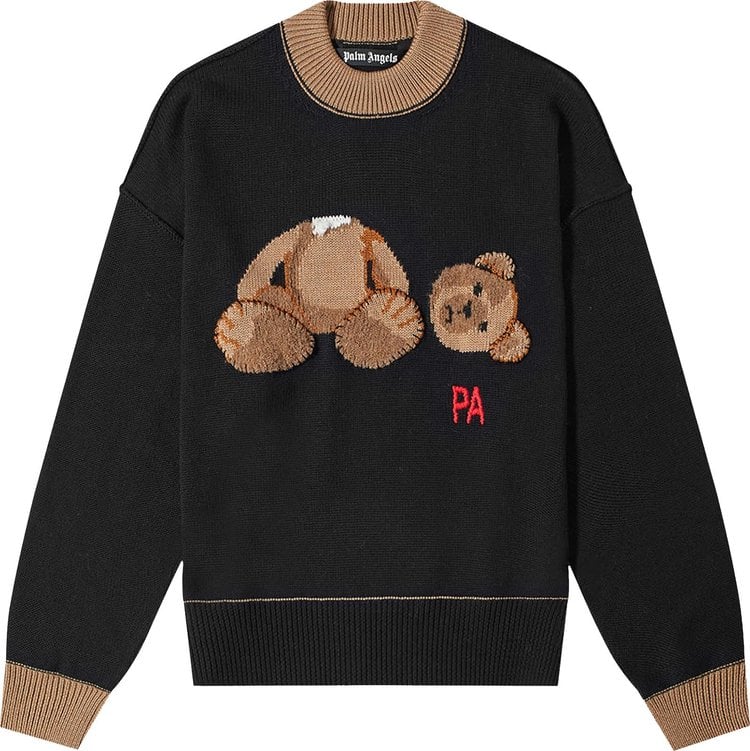 Свитер Palm Angels PA Bear Sweater 'Black/Brown', черный - фото