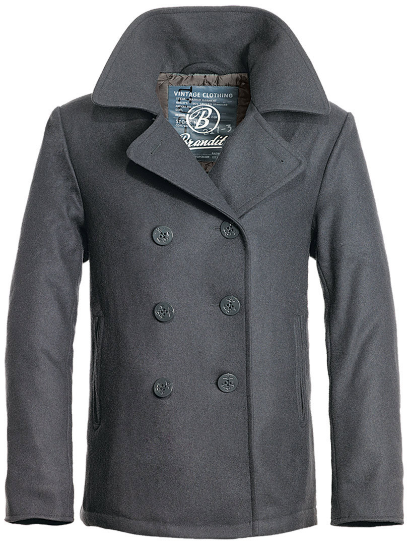 Пальто Brandit Pea Coat с воротником, серый