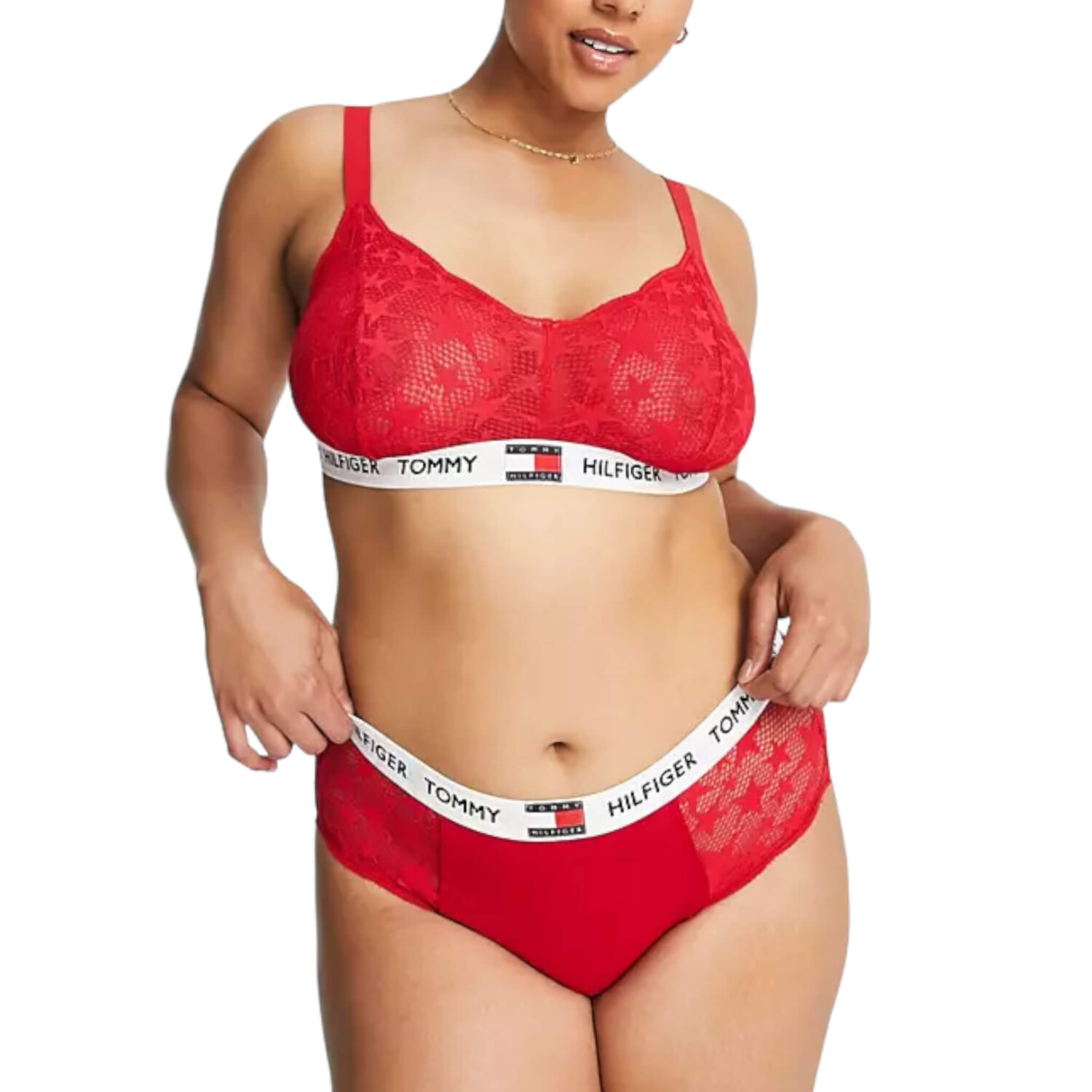 

Трусы Tommy Hilfiger Curve 85 Star Lace High Waist, красный