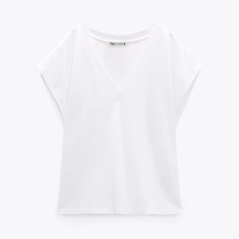 

Футболка Zara V-neck, белый