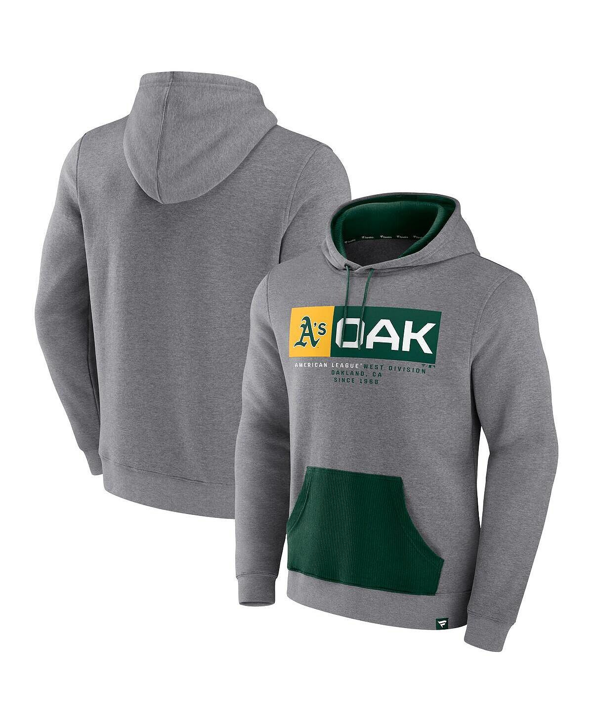 

Мужской флисовый пуловер с капюшоном oakland athletics iconic steppin up с фирменной отделкой серого цвета Fanatics, мульти