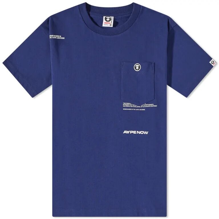 

Футболка Aape Now Silicone Badge Pocket Tee, синий