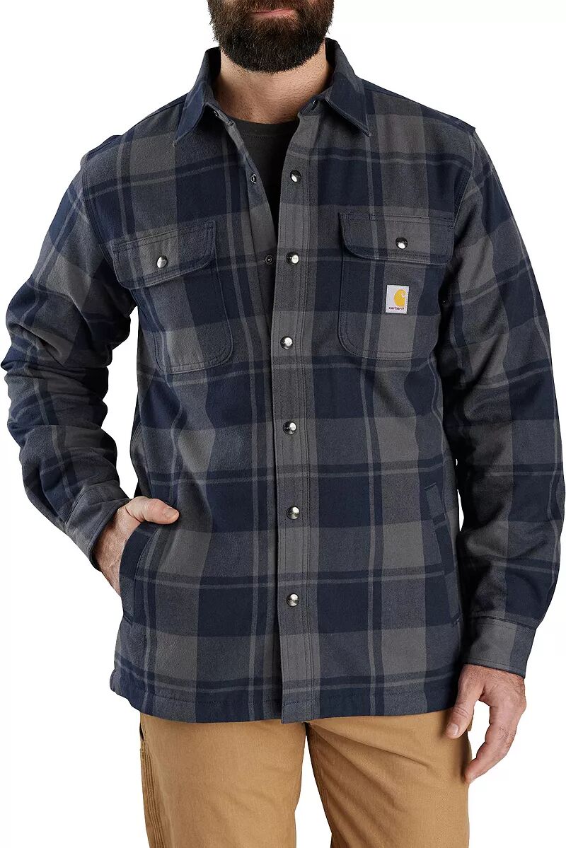 Мужская фланелевая куртка-рубашка Carhartt на подкладке из шерпы