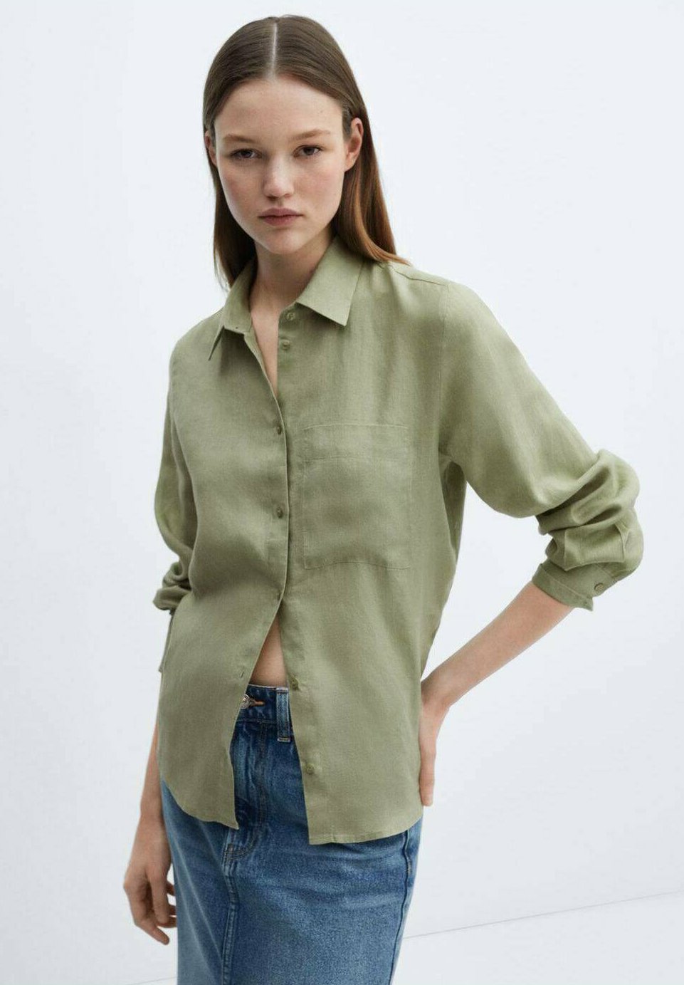 цена Блузка-рубашка LINO Mango, цвет groen