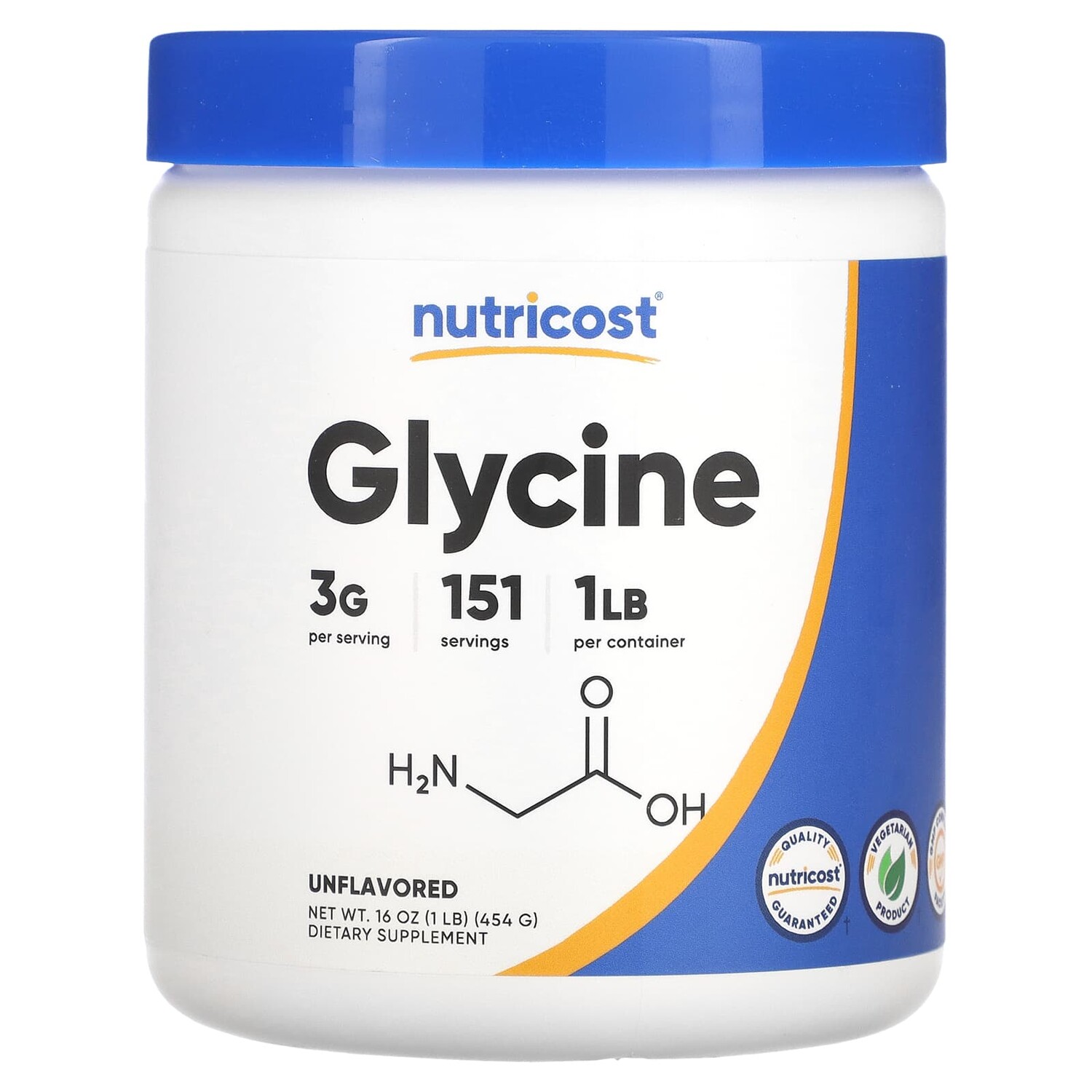 

Глицин, без добавок, 454 г (16 унций), Nutricost