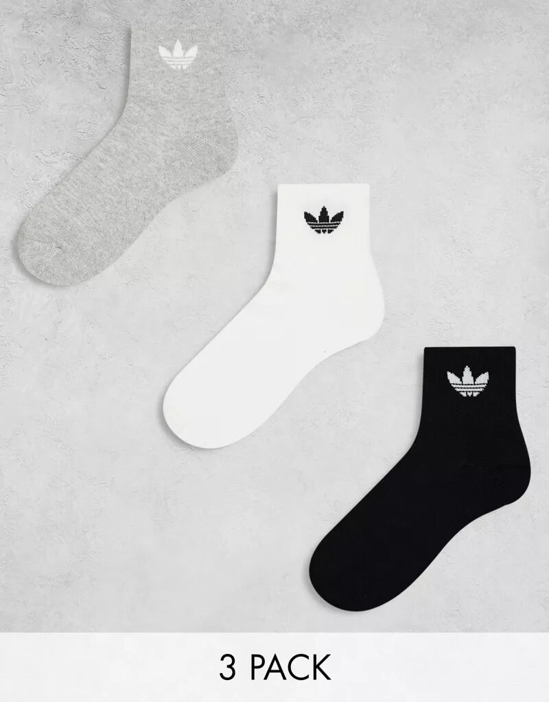 Комплект из трех носков adidas Originals черного, серого и белого цветов