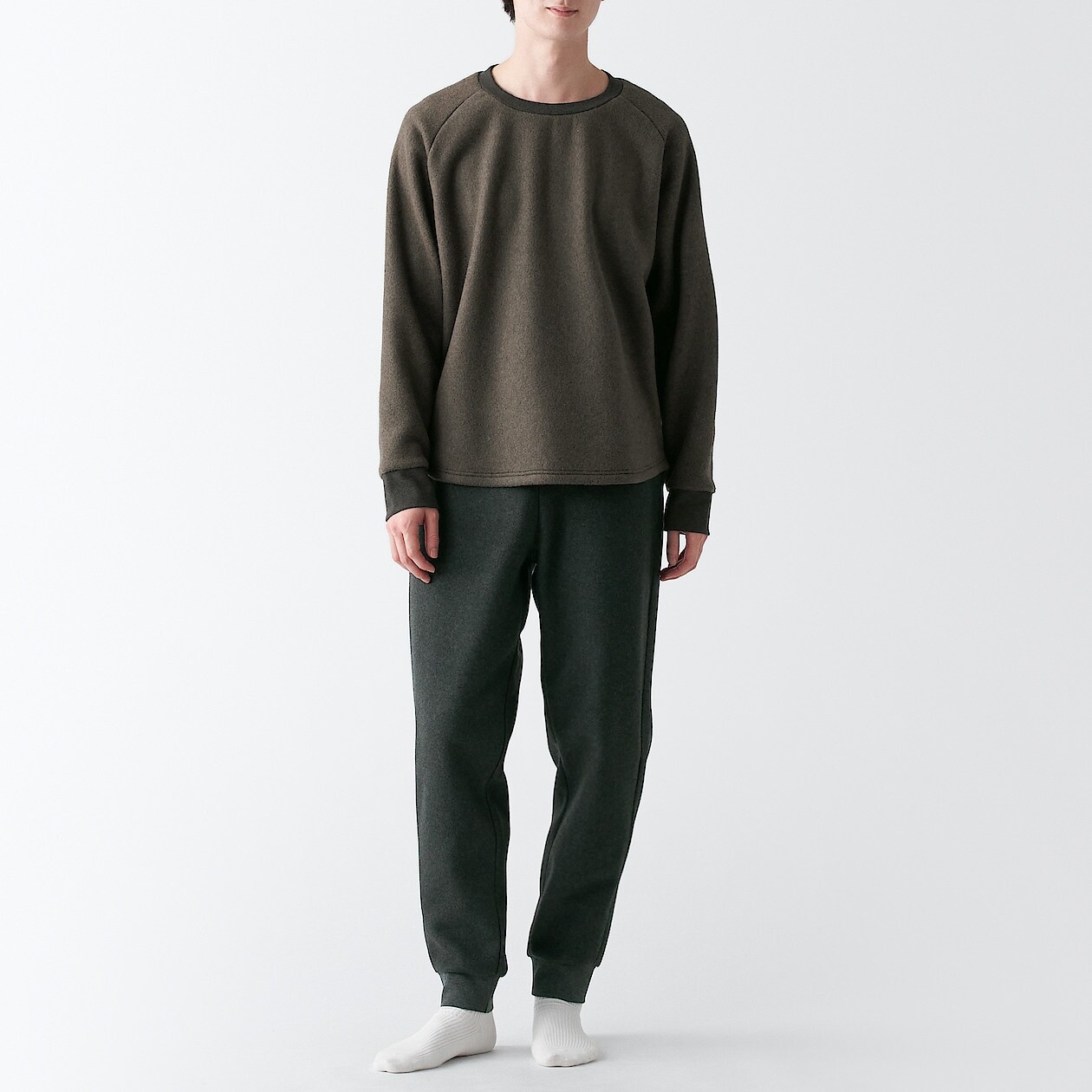 

Комплект домашней одежды из гладкого флиса MUJI, темно коричневый