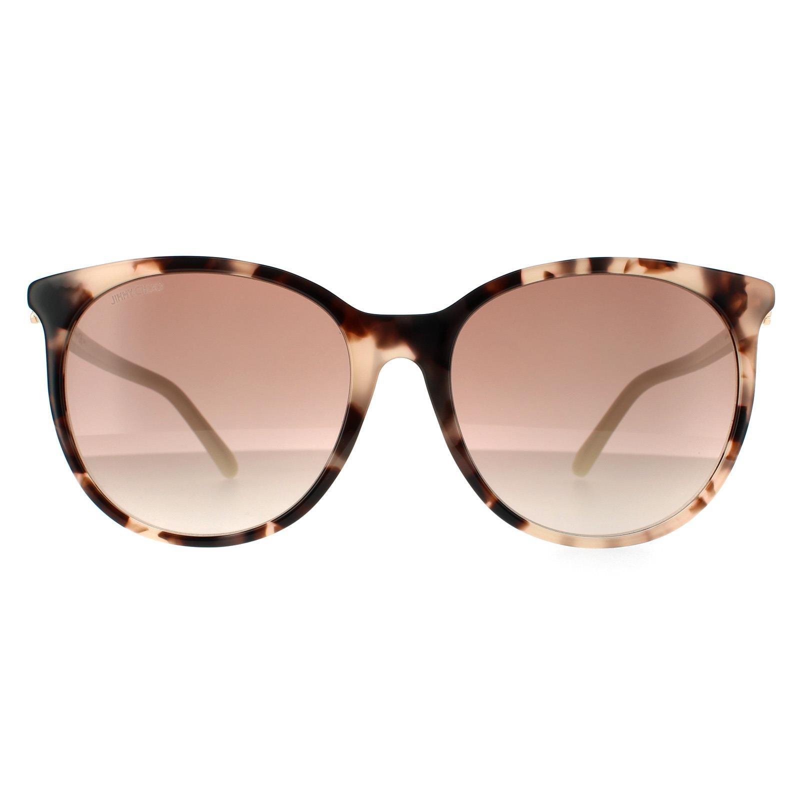 цена Круглые розовые гаванно-коричневые солнцезащитные очки с градиентом Jimmy Choo, коричневый