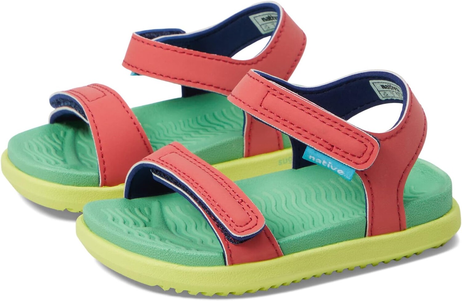 

Сандалии на плоской подошве Charley Sugarlite Native Shoes Kids, цвет Hyper Red/Candy Green/Celery Green