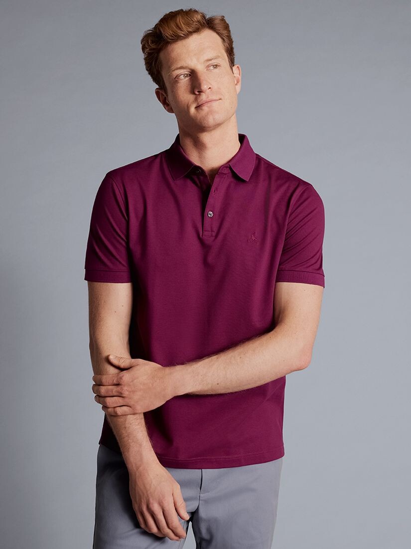 

Рубашка-поло Charles Tyrwhitt Pique, темно-розовая