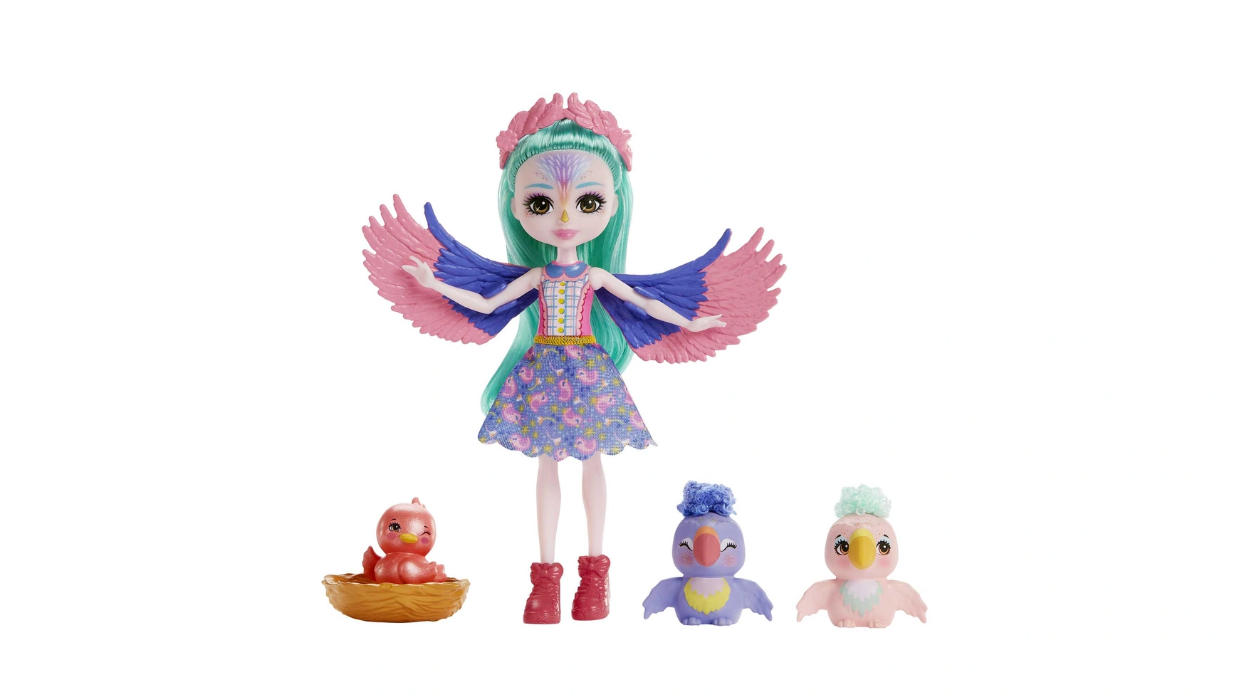 Семейная кукла enchantimals city tails filia finch с 3 фигурками животных Mattel