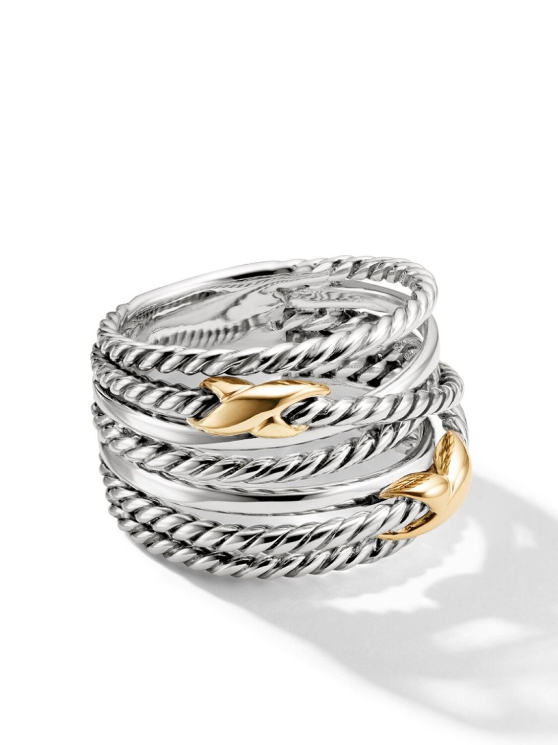 

Кольцо Double X Crossover из желтого золота и серебра David Yurman, серебряный
