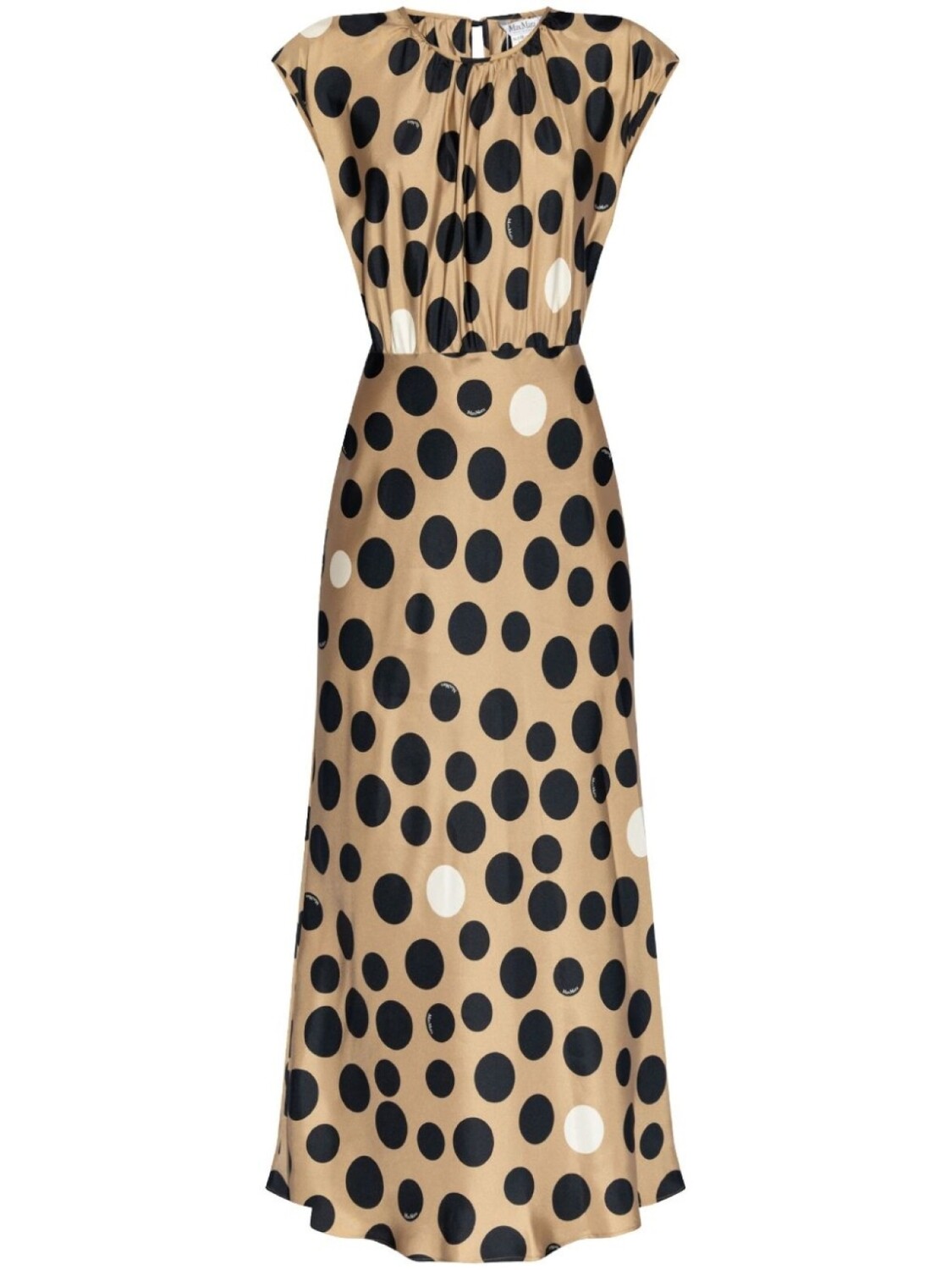 

Max Mara шелковое платье макси в горох, серый