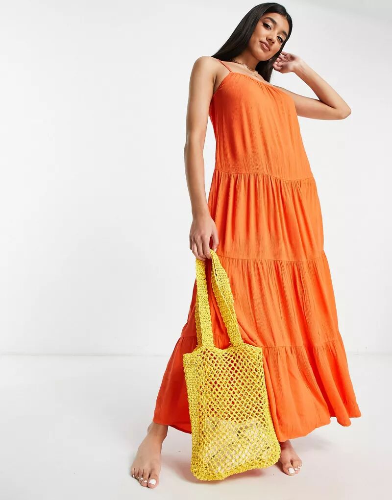 Ярко-оранжевое длинное пляжное платье Influence