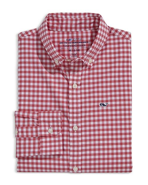 

Для мальчиков на ходу Brrr&;deg; Рубашка на пуговицах в мелкую клетку Vineyard Vines, цвет Red