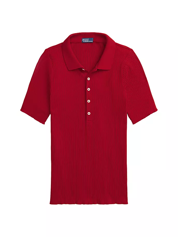 

Приталенный топ-поло рельефной вязки Polo Ralph Lauren, красный