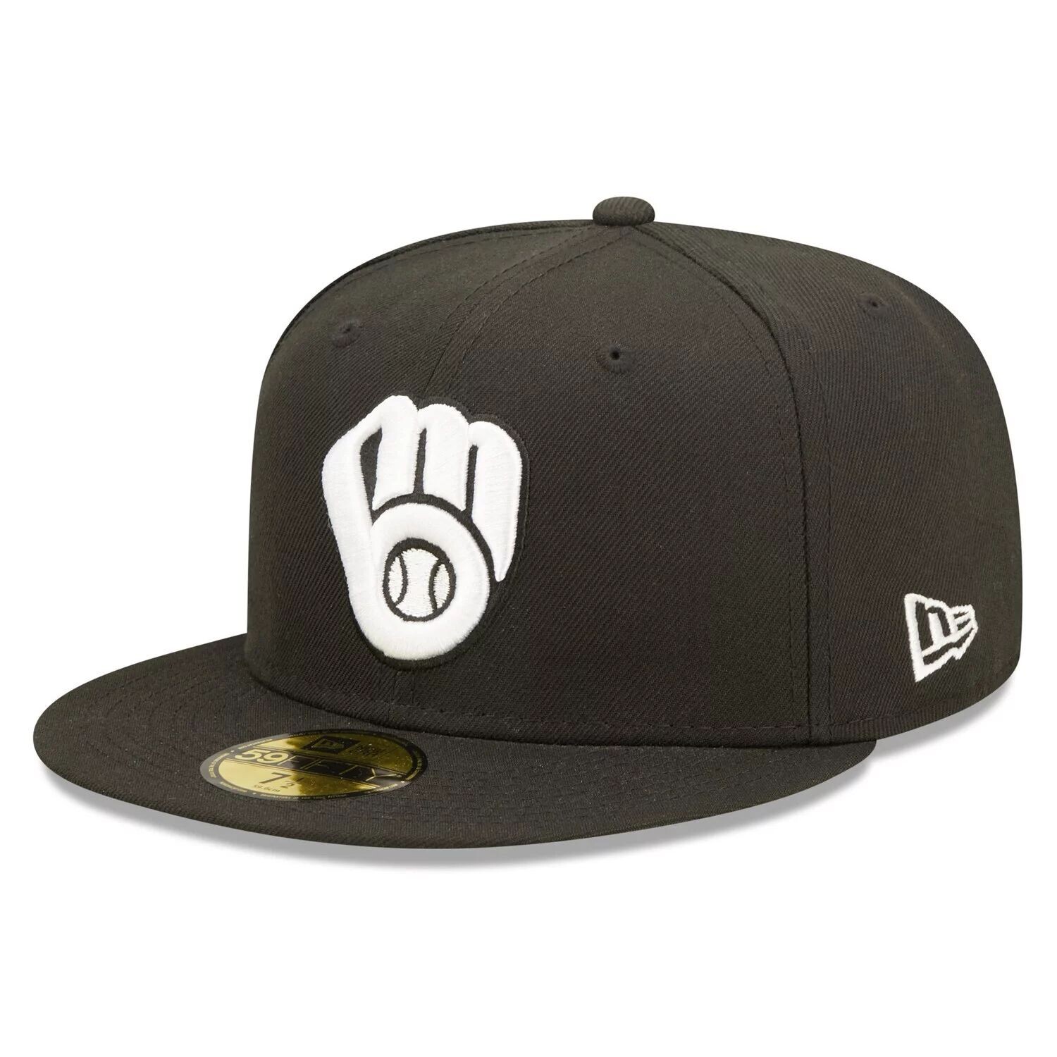 

Мужская облегающая шляпа New Era Black Milwaukee Brewers Team Logo 59FIFTY