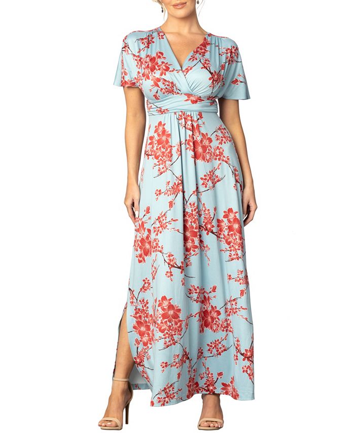 цена Женское платье макси с длинными рукавами-кимоно Vienna Kiyonna, синий