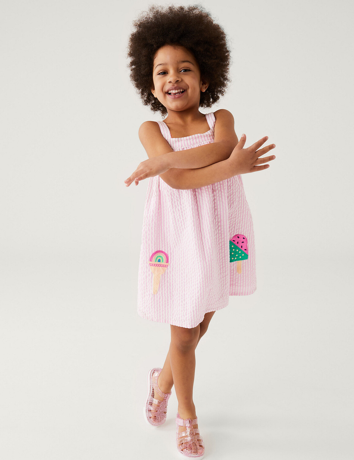 

Платье-мороженое из чистого хлопка (2–8 лет) Marks & Spencer, розовый