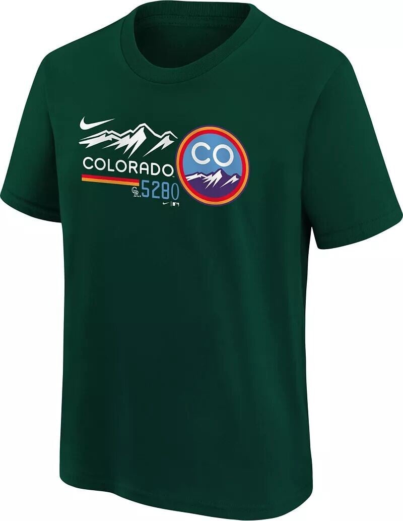 

Футболка с графическим рисунком Nike Youth Colorado Rockies Green City Connect