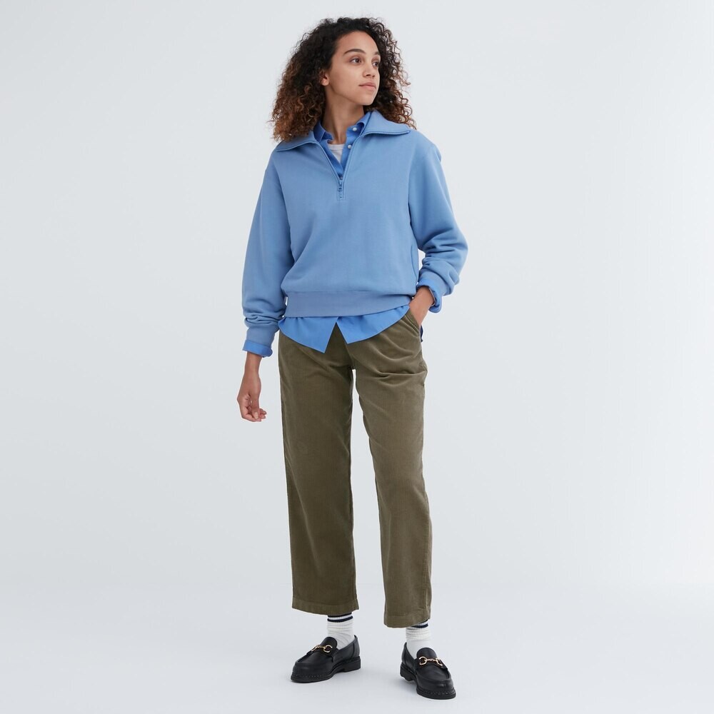 

Брюки Uniqlo вельветовые эластичные повседневные, темно-зеленый