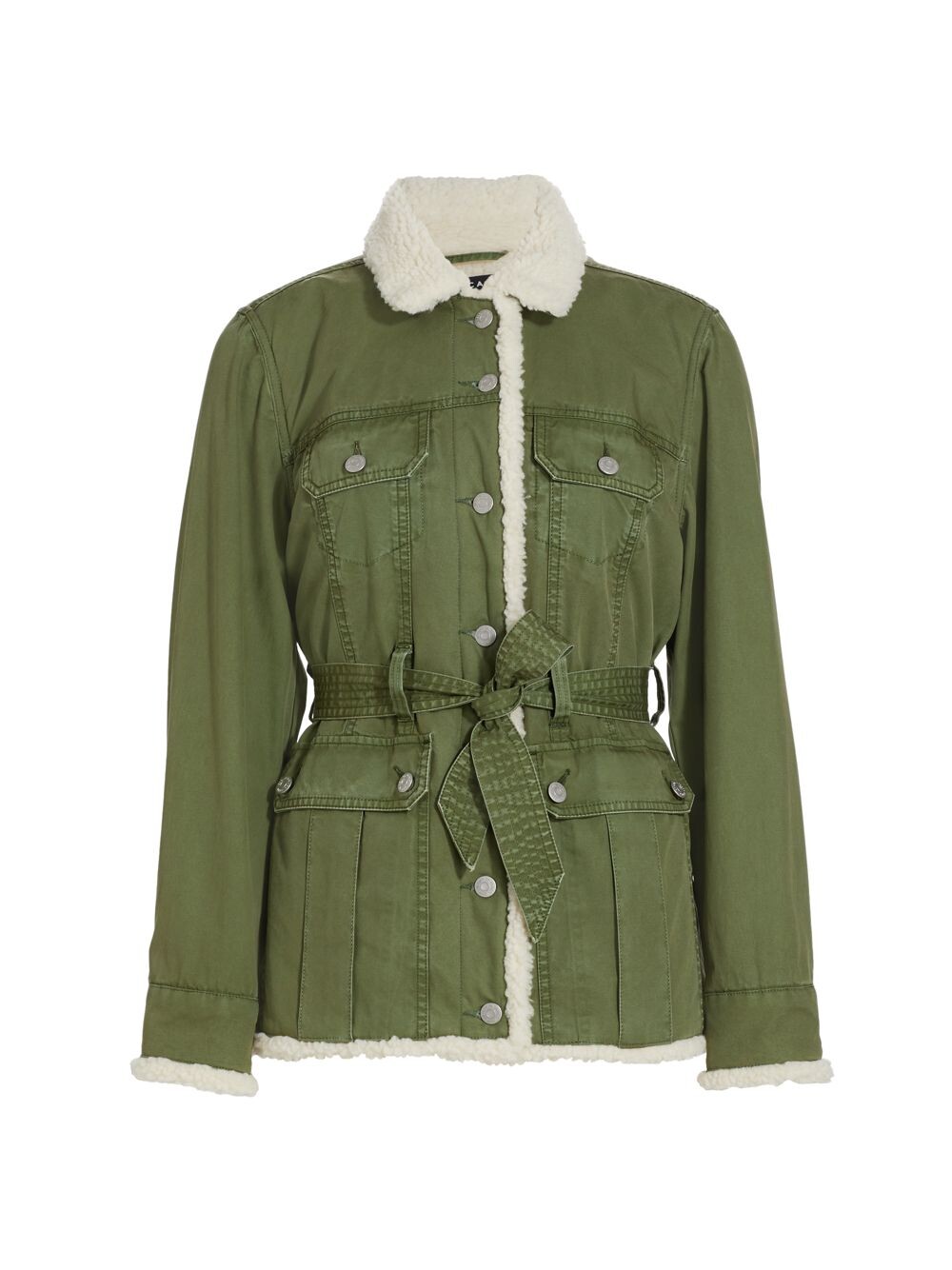 

Куртка Coppen из твила с поясом из шерпы Veronica Beard, Серый