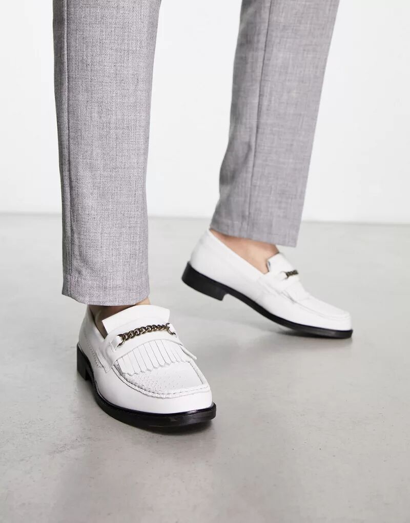 Белые кожаные лоферы H by Hudson Exclusive Archer коричневые ботинки челси h by hudson exclusive aden
