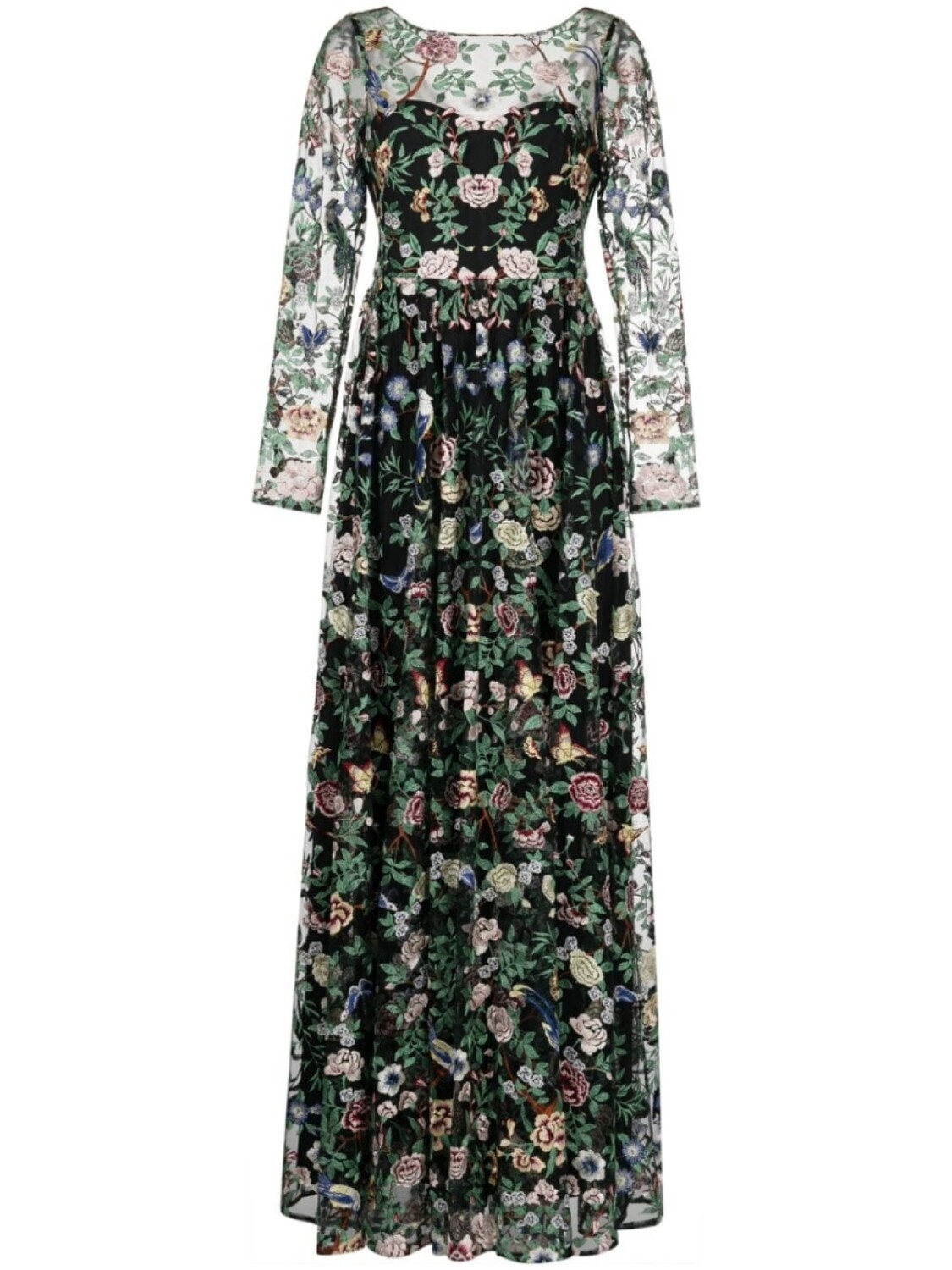 

Marchesa Notte вечернее платье Botanical с вышивкой, черный