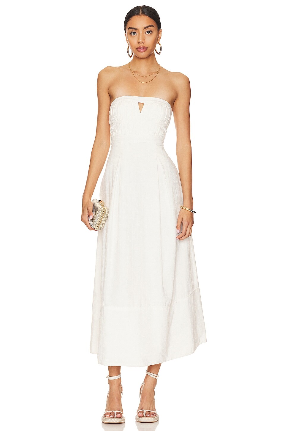 

Платье миди Shona Joy Akua Strapless Bustier Midi Dres, цвет Coconut