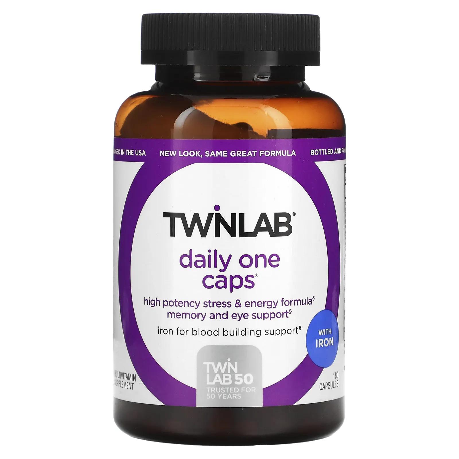 TwinLab Daily One Caps (с железом) 180 капсул twinlab холиновый коктейль 380 г 13 33 унции