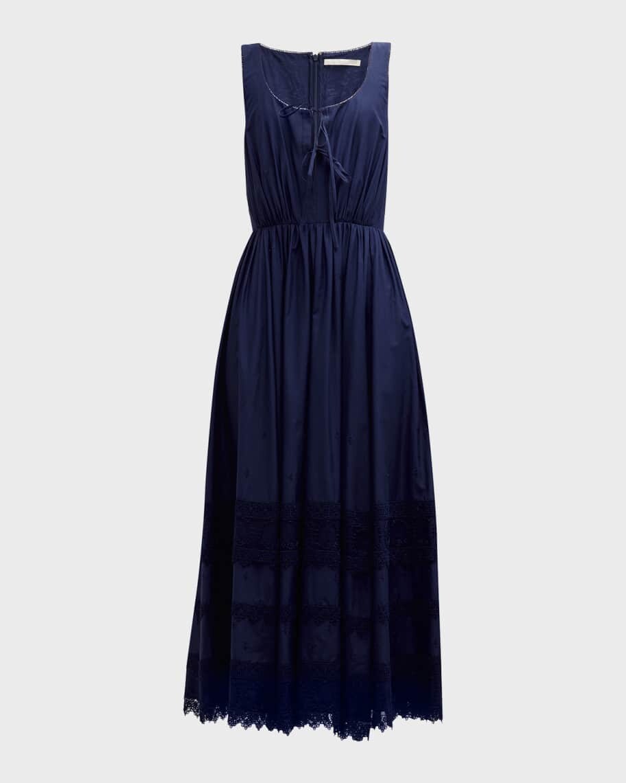 

Платье миди из хлопковой вуали с многоуровневыми кружевными деталями Jason Wu Collection
