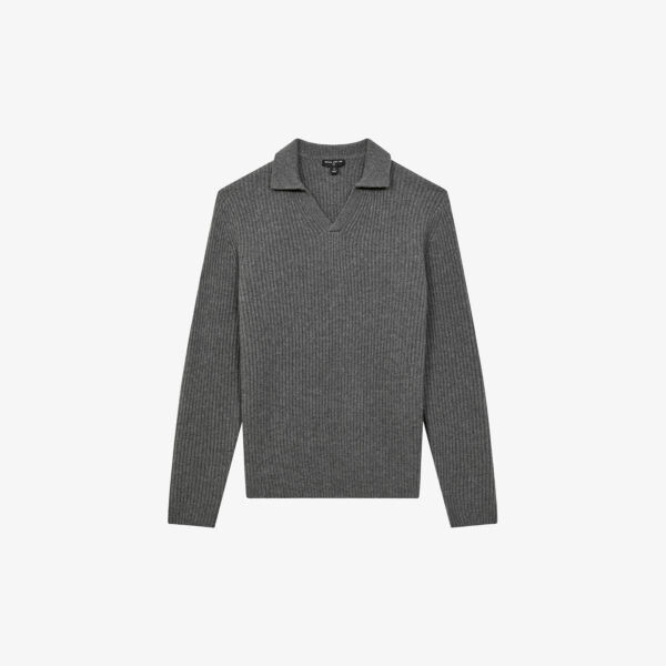 

Кашемировый джемпер с открытым воротником Reiss, цвет charcoal melang