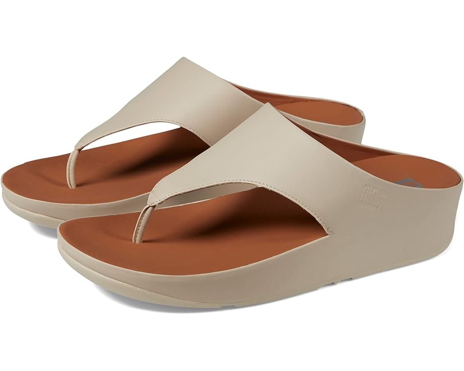 

Сандалии FitFlop Shuv Leather Toe Post Sandals, цвет Stone Beige