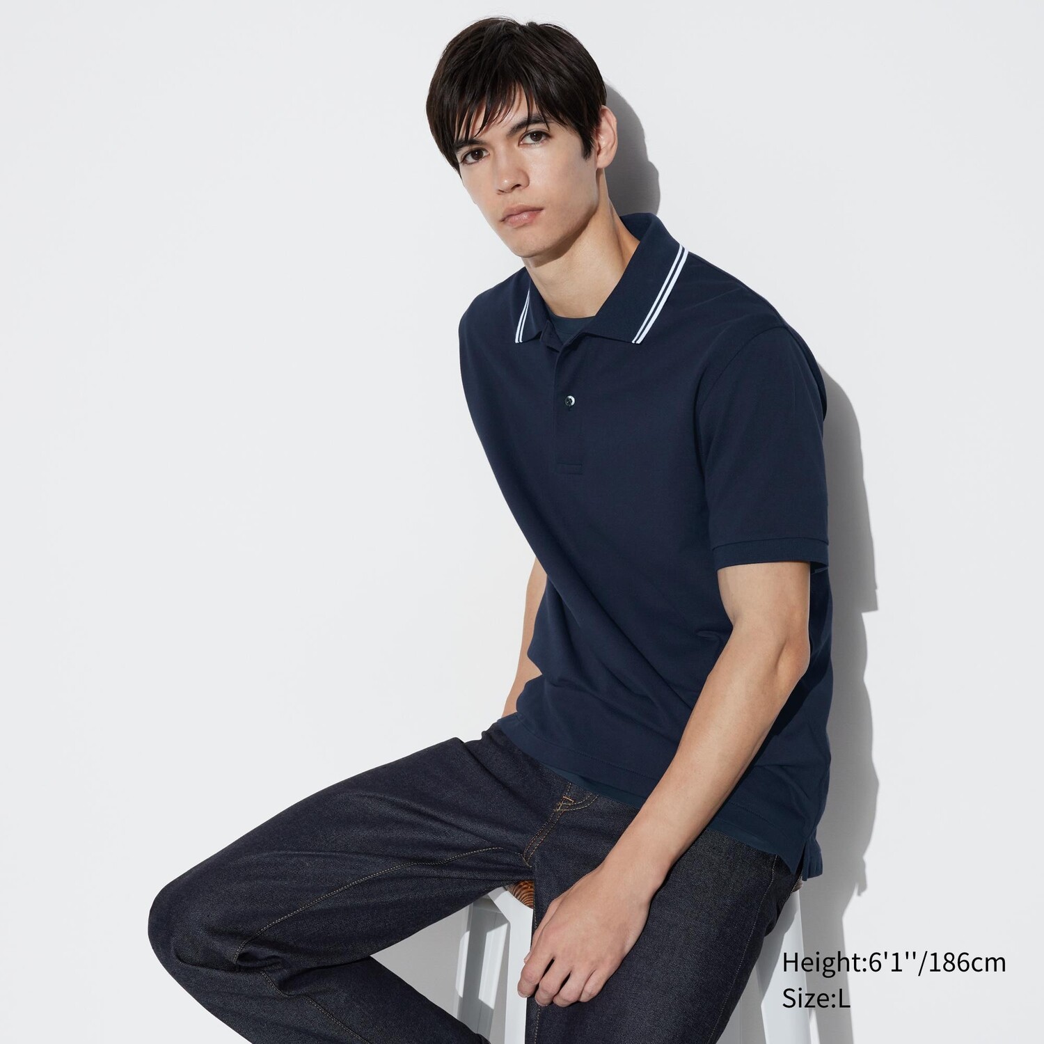 

Рубашка-поло Uniqlo Airism с открытыми рукавами, темно - синий