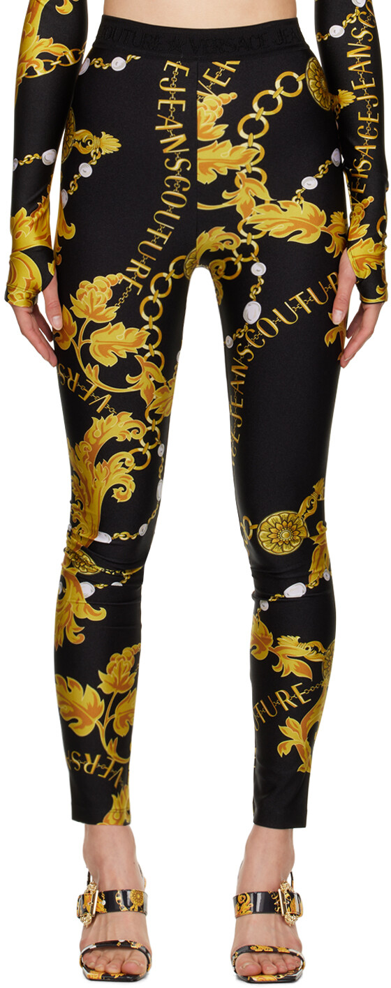 

Черные леггинсы с цепочкой от кутюр Versace Jeans Couture