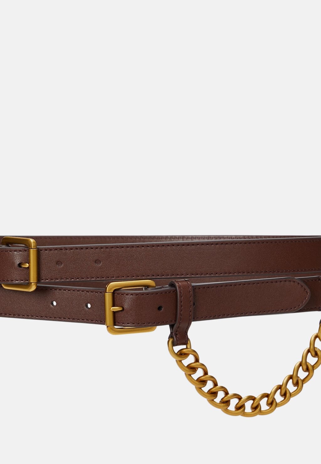

Пояс LEATHER DOUBLE WRAP CHAIN BELT Lauren Ralph Lauren, темно-коричневый