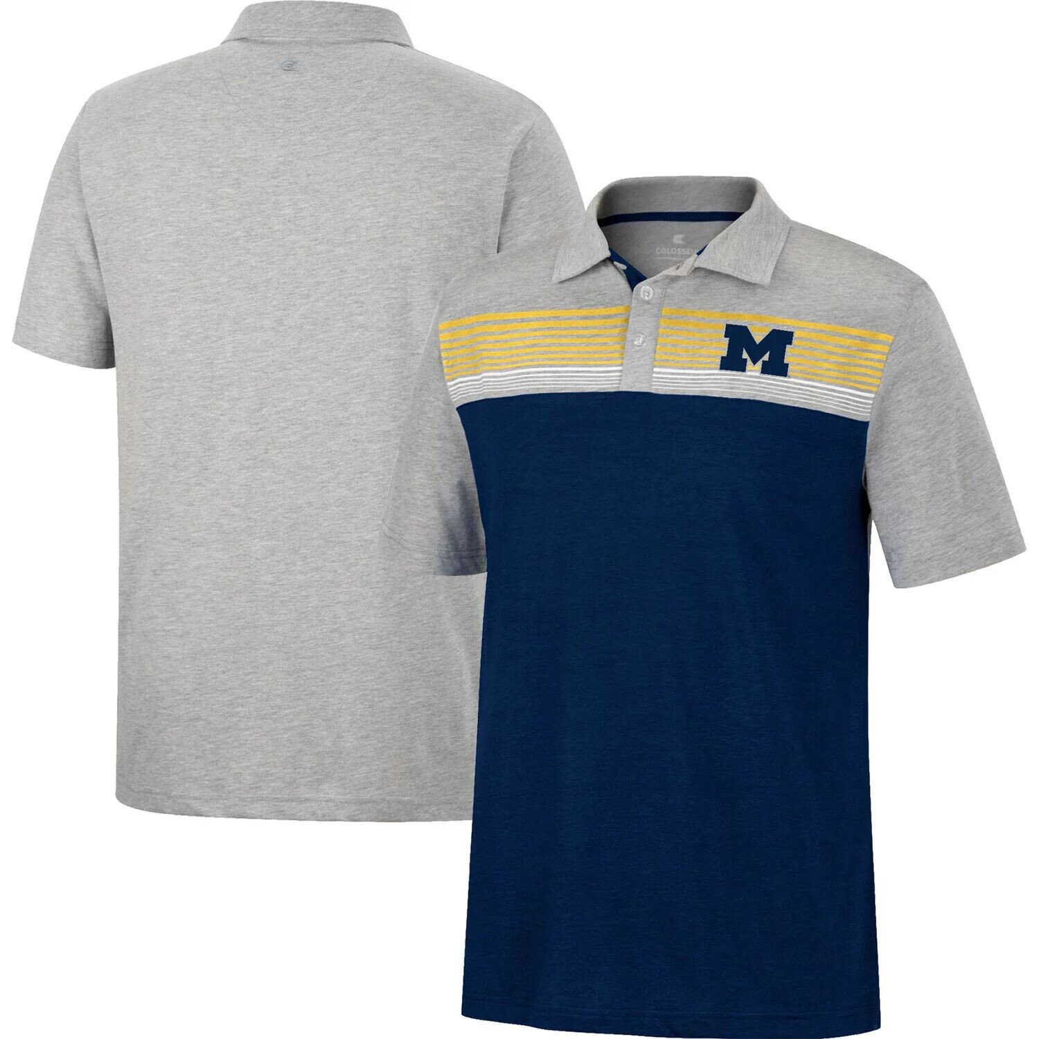 

Мужская рубашка-поло Colosseum темно-синего/серого цвета Michigan Wolverines Caddy