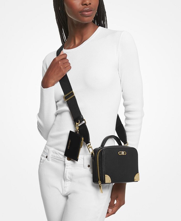

Кожаное плечо через плечо Estelle, маленький чемодан Michael Kors, черный