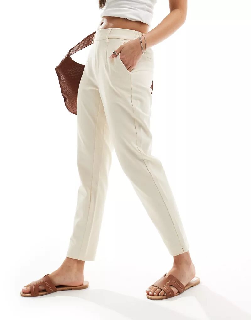 цена Объект – Элегантные укороченные брюки кремового цвета приталенного кроя Object