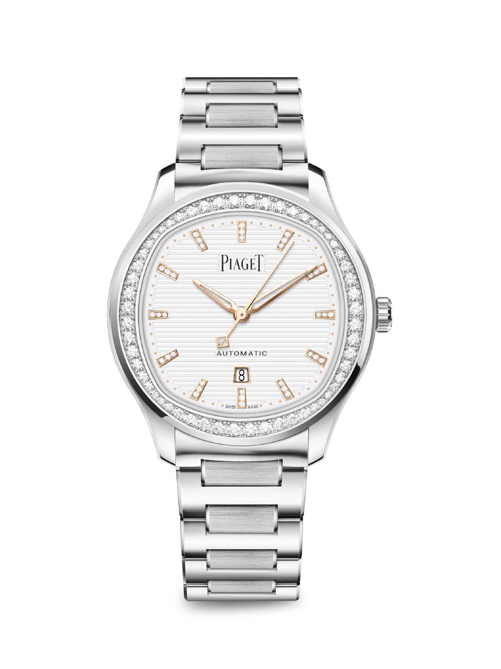 

Часы Polo с белым бриллиантом и браслетом из нержавеющей стали Piaget, белый