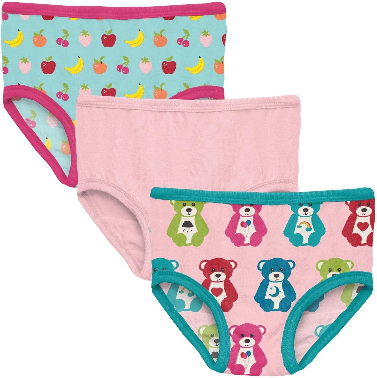 

Комплект нижнего белья с принтом, 3 шт. (для больших детей) Kickee Pants, цвет Summer Sky Mini Fruits/Lotus/Lotus Happy Teddy