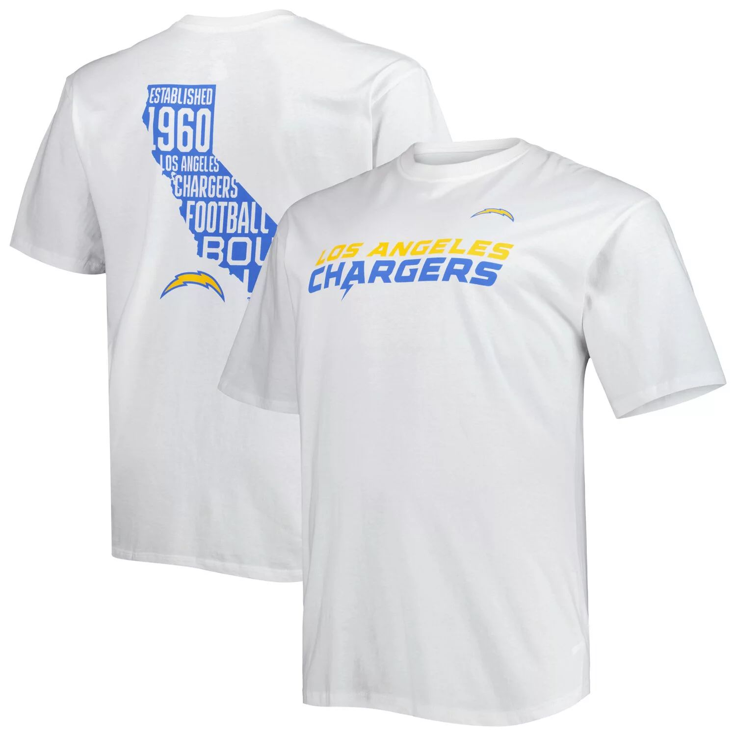 Мужская белая фирменная футболка Los Angeles Chargers Big & Tall Hometown Collection Hot Shot Fanatics