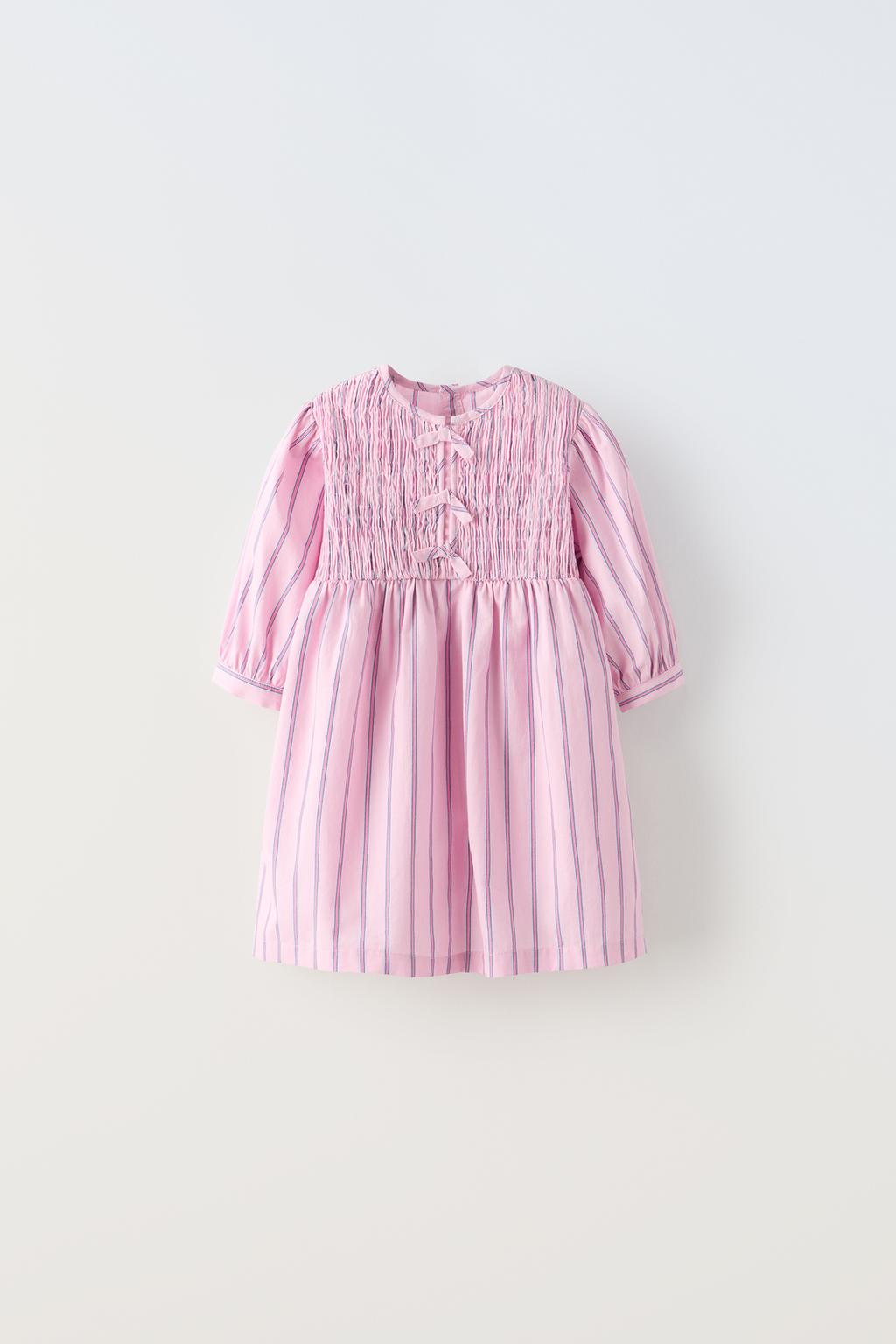 Платье из поплина ZARA, розовый рубашка из поплина zara розовый
