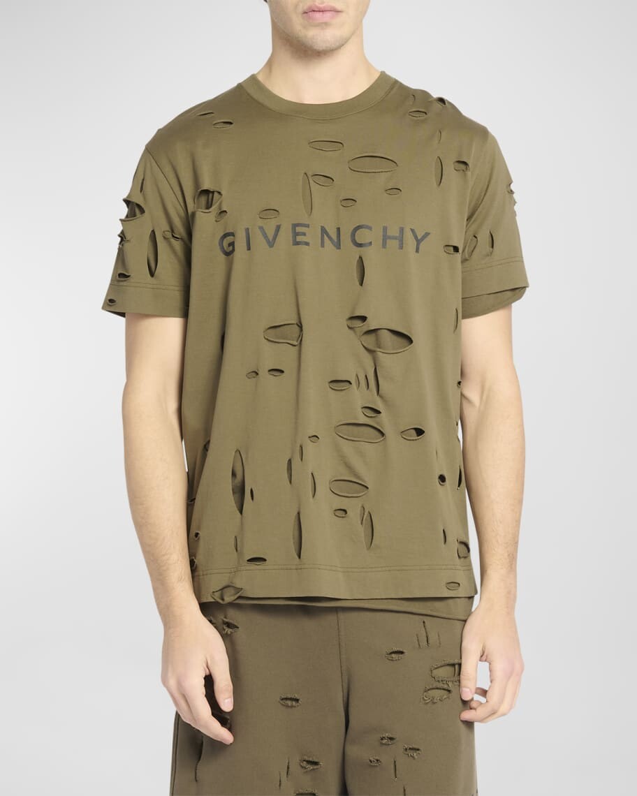 

Мужская двухслойная футболка Destroyed Givenchy, Коричневый