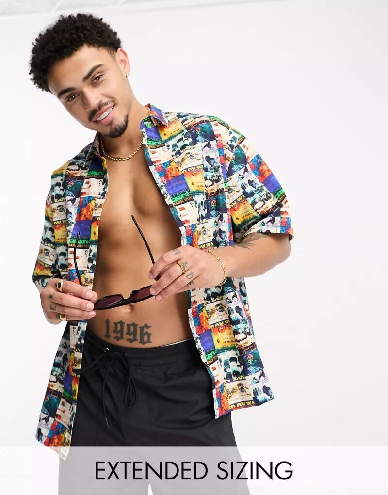 

Свободная рубашка свободного кроя с ярким фотопринтом ASOS